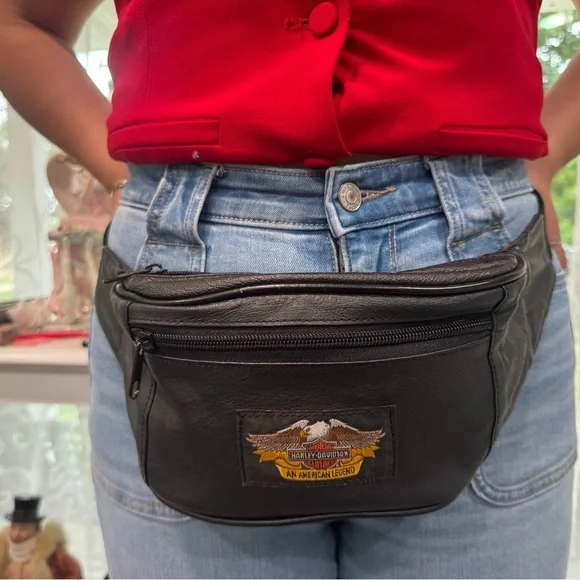 Vintage Harley-Davidson Leather Fanny Pack | An American Legend Waist Bag - Picture 3 of 6